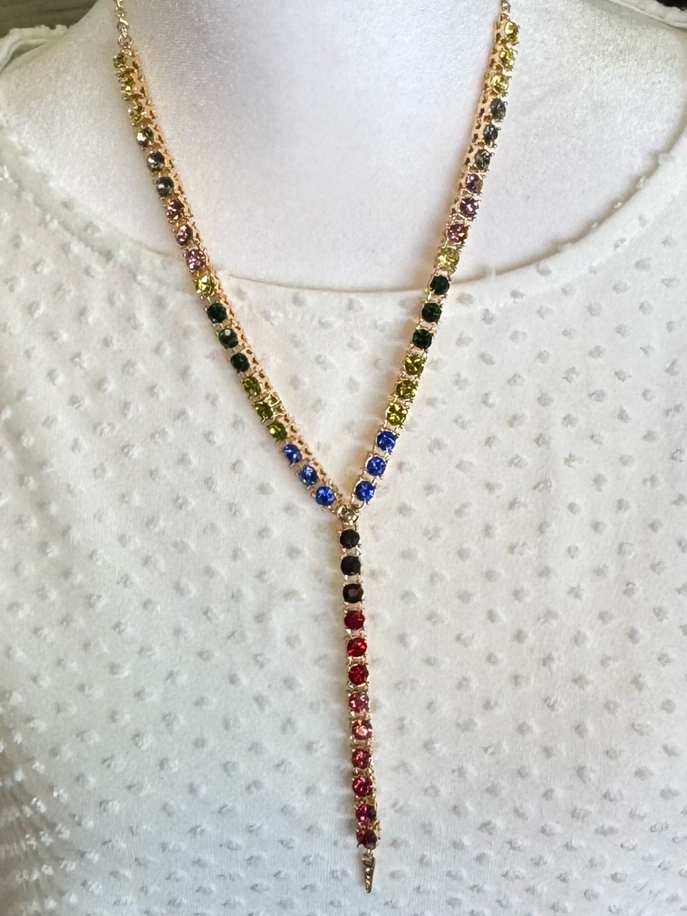 Laundry By Shelli Segal Gold-Tone Rainbow Crystal Y Necklace
